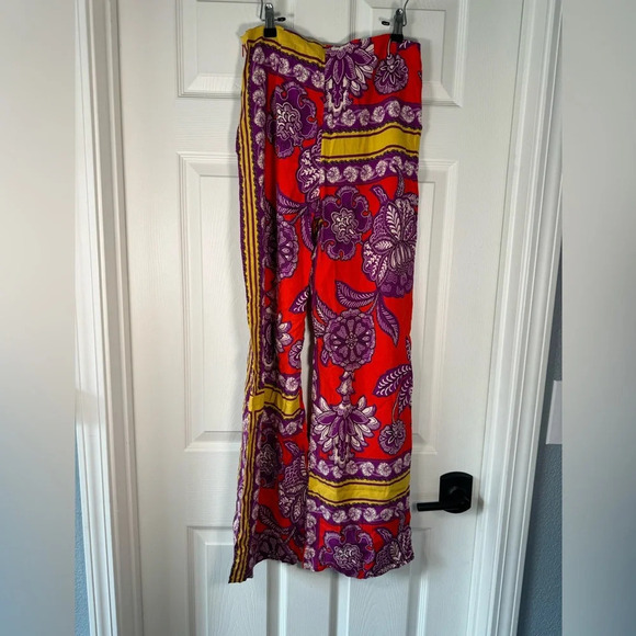 Mango MNG Culottes Palazzo Pants Printed Design Italian Fabric Size 6 Women’s - Picture 6 of 8